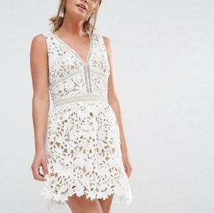 Asos White/Nude Lace Crochet Dress